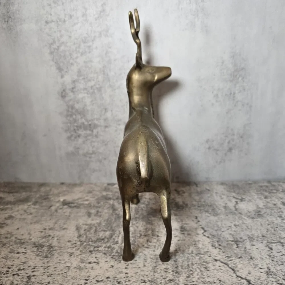 Vintage Mid Century Modern brass Antelope Deer figurine 10x6.5 - Picture 6 of 7